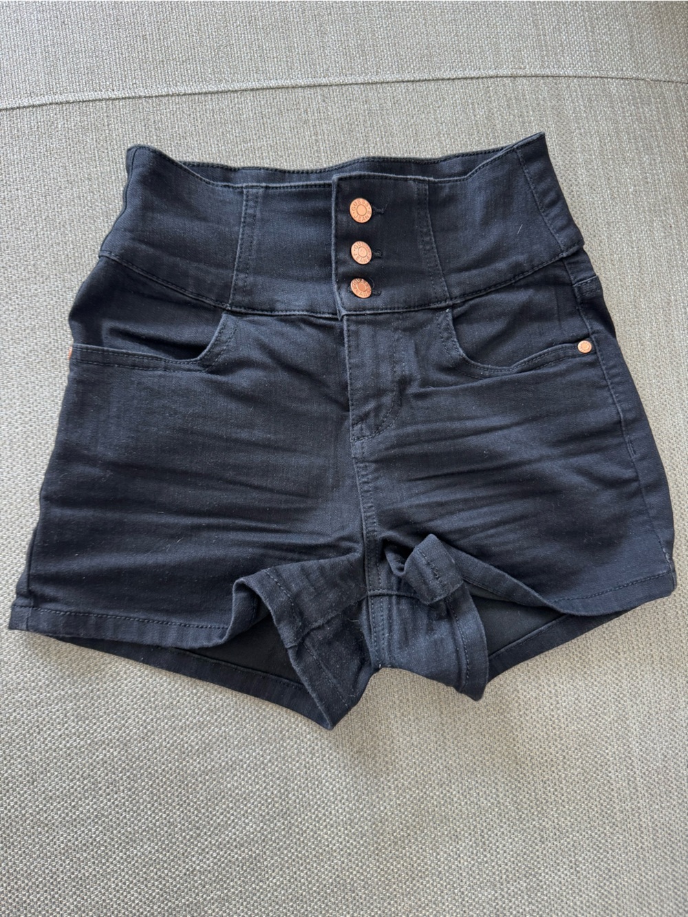 Guess Black High-Waist Button Front Shorts